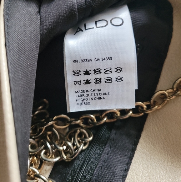 Aldo Chain Strap Handbag Cream Color With Beads - Picture 13 of 16